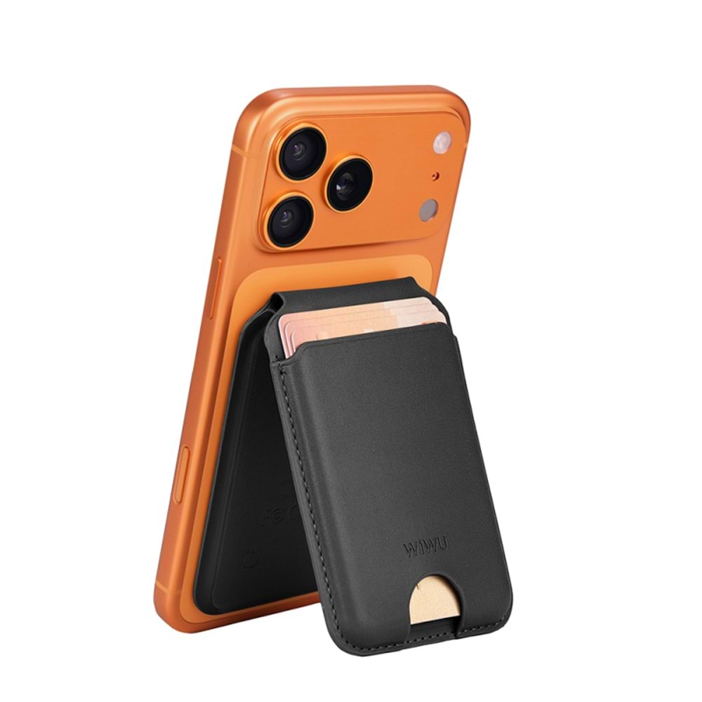 Wiwu MW-007P Magnetik Standlı Kartlık Kablosuz Şarj Uyumlu FindMy ve Find Hub Özellikli Mag Wallet