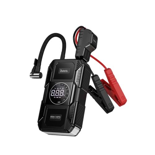 Hoco. QS6 Akıllı Hava Pompası ve Acil Marş Destekli 8.000 mAh Powerbank - Siyah