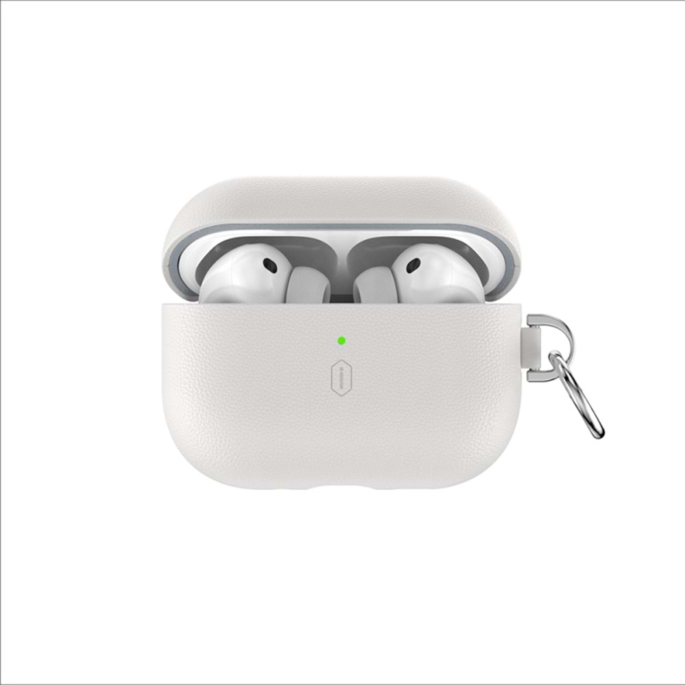 Wiwu Apple AirPods Pro 3 HC-201 Parmak İzi Bırakmayan Deri Kılıf Bej