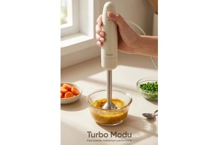 Fressi FR-HB271 Melina Paslanmaz Çelik Bıçaklı Turbo 1000W Krem El Blenderı